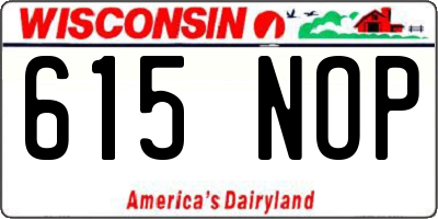 WI license plate 615NOP