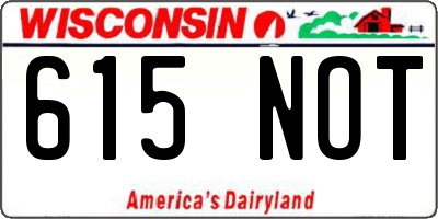 WI license plate 615NOT