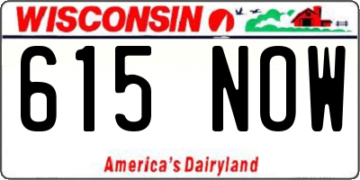 WI license plate 615NOW
