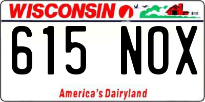 WI license plate 615NOX