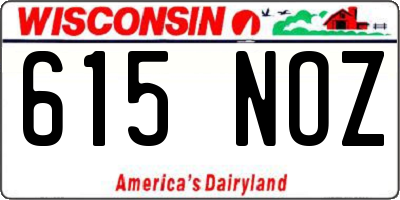 WI license plate 615NOZ