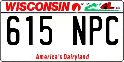 WI license plate 615NPC