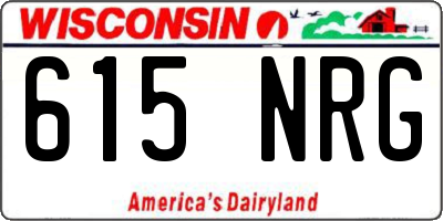 WI license plate 615NRG