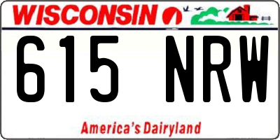 WI license plate 615NRW