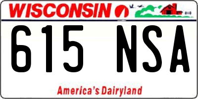 WI license plate 615NSA