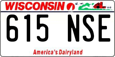 WI license plate 615NSE