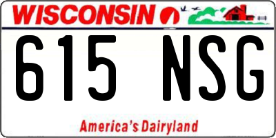 WI license plate 615NSG