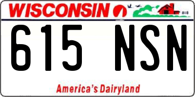 WI license plate 615NSN