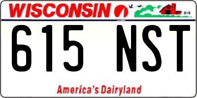 WI license plate 615NST