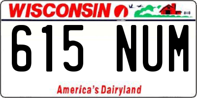 WI license plate 615NUM