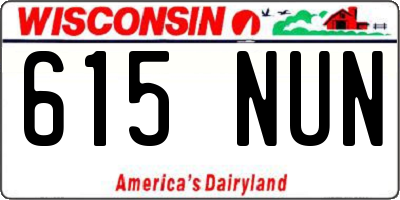 WI license plate 615NUN