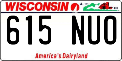 WI license plate 615NUO