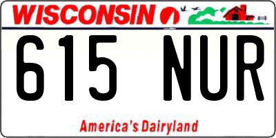 WI license plate 615NUR