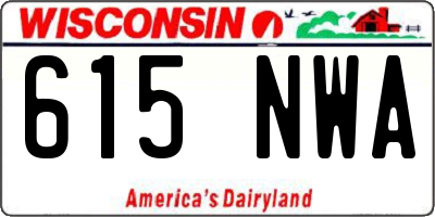 WI license plate 615NWA