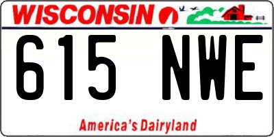 WI license plate 615NWE