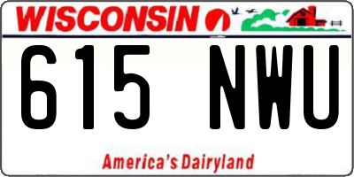 WI license plate 615NWU