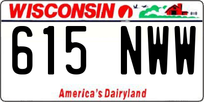WI license plate 615NWW