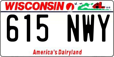 WI license plate 615NWY
