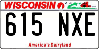 WI license plate 615NXE
