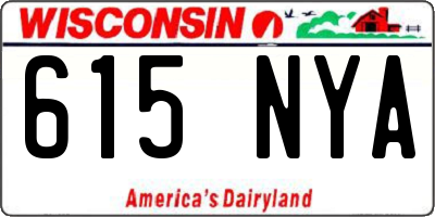 WI license plate 615NYA