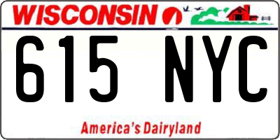 WI license plate 615NYC