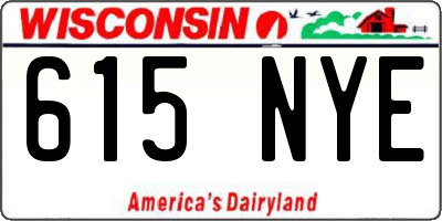 WI license plate 615NYE