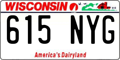 WI license plate 615NYG