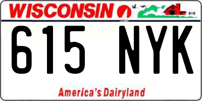 WI license plate 615NYK