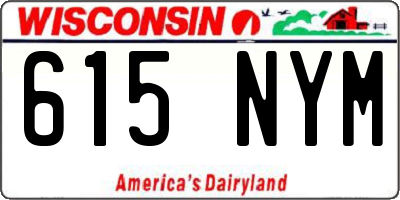WI license plate 615NYM
