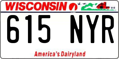 WI license plate 615NYR