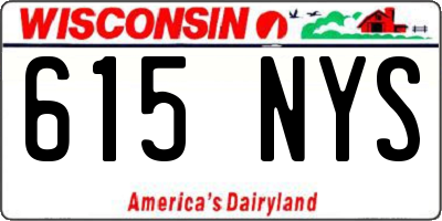 WI license plate 615NYS