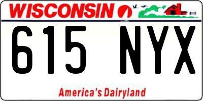 WI license plate 615NYX
