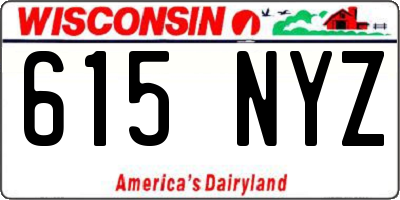 WI license plate 615NYZ