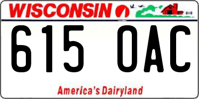 WI license plate 615OAC