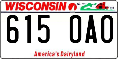 WI license plate 615OAO