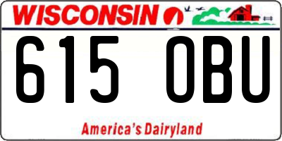 WI license plate 615OBU