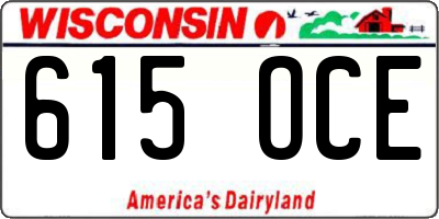 WI license plate 615OCE