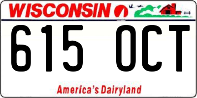 WI license plate 615OCT