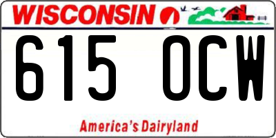 WI license plate 615OCW