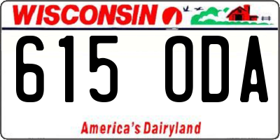 WI license plate 615ODA
