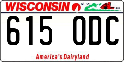 WI license plate 615ODC