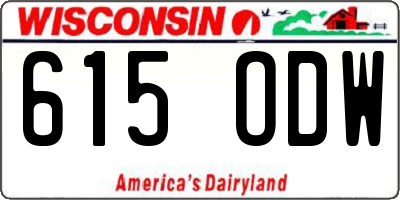 WI license plate 615ODW