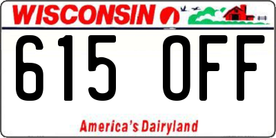 WI license plate 615OFF