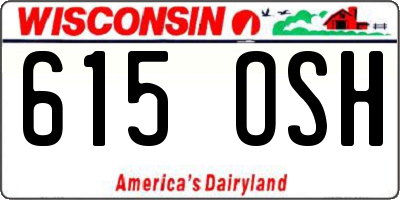 WI license plate 615OSH