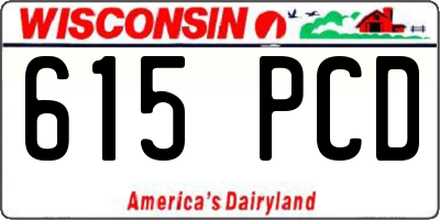 WI license plate 615PCD