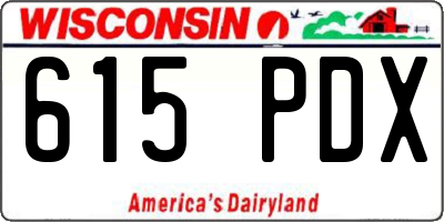 WI license plate 615PDX
