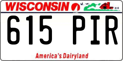 WI license plate 615PIR