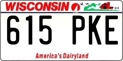 WI license plate 615PKE