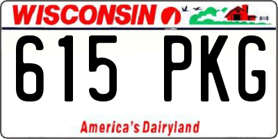 WI license plate 615PKG