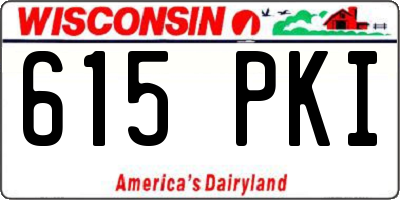 WI license plate 615PKI